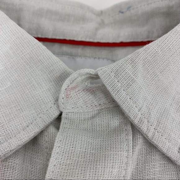 Joe's Jeans NWT Light Grey Linen Blend Short Sleeve Button Down Shirt, Small - Picture 10 of 16